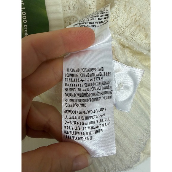 FARM Rio Off White Knit Cardigan XL Mixed Stitches Peter Pan Collar Fall Cozy - Picture 7 of 9